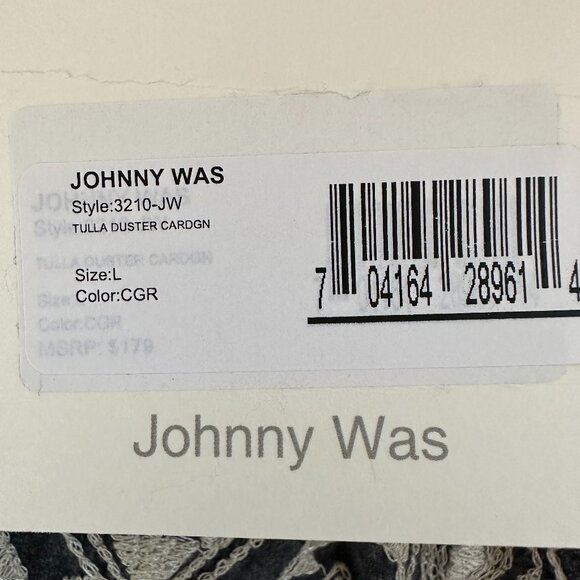 NWT Johnny Was Tulla Embroidered Duster Cardigan Long Gray White Open Size L - Picture 12 of 13
